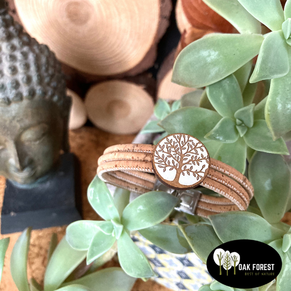 bracelet liège - bracelet liege - bracelet en liège - bracelet en liege - bracelet fleur - bracelet vegan - bracelet femme pas cher - bracelet fantaisie - bijou liège - bijoux liège - arbre de vie - bracelet arbre de vie - Bracelet naturel