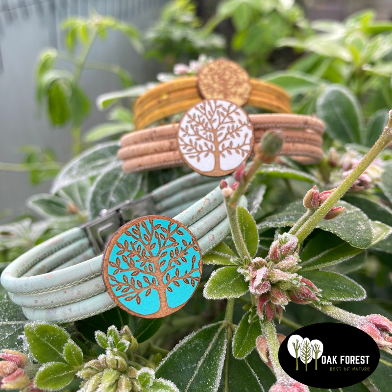 bracelet liège - bracelet liege - bracelet en liège - bracelet en liege - bracelet fleur - bracelet vegan - bracelet femme pas cher - bracelet fantaisie - bijou liège - bijoux liège - arbre de vie - bracelet arbre de vie - Bracelet naturel
