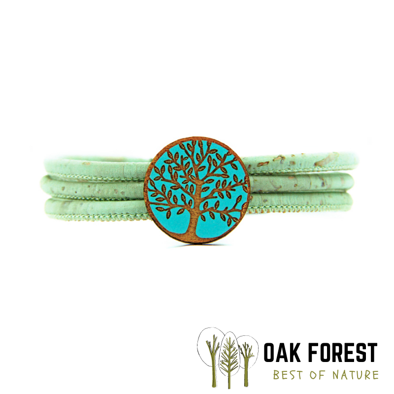 bracelet liège - bracelet liege - bracelet en liège - bracelet en liege - bracelet fleur - bracelet vegan - bracelet femme pas cher - bracelet fantaisie - bijou liège - bijoux liège - arbre de vie - bracelet arbre de vie - Bracelet naturel