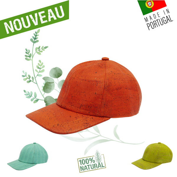 casquette vegan homme - casquette liege - casquette vegan femme - casquette vegan orange - casquette cuir végétal - casquette écorce de bois - casquette artisanale - casquette made in France - casquette made in Portugal - casquette pas chère - casquette couleur - casquette éco responsable