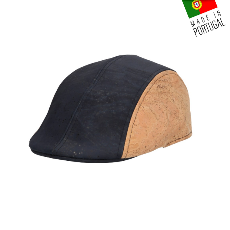 Chapeau Béret en liège naturel bicolore Bleu Marine