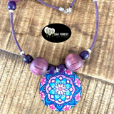 Handmade cork necklace "Hippie Violet"