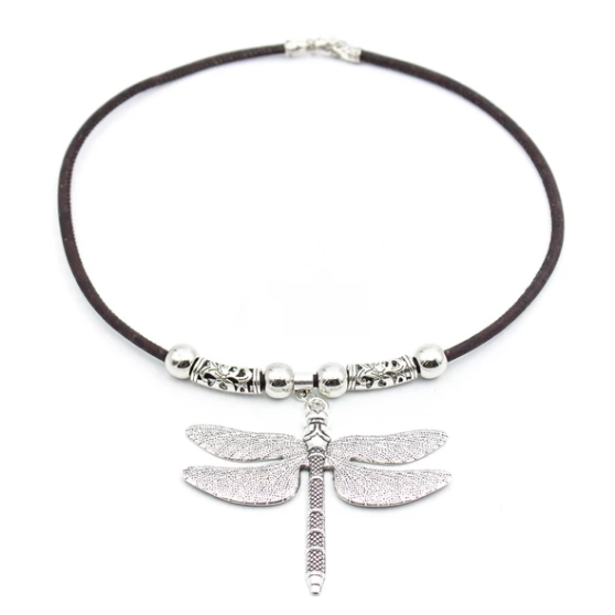 Collier en liège artisanal "Libellule"