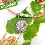 collier en liège - collier en liege - collier liège - collier liege - collier bois- Mandala- collier fantaisie - collier pas cher - idée cadeau noël - idée cadeaux Noel - pendentif - collier coeur - collier vegan - collier femme vegan - collier femme palmier - collier femme feuille portugal - collier bleu femme