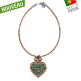 collier en liège - collier en liege - collier liège - collier liege - collier bois- Mandala- collier fantaisie - collier pas cher - idée cadeau noël - idée cadeaux Noel - pendentif - collier coeur