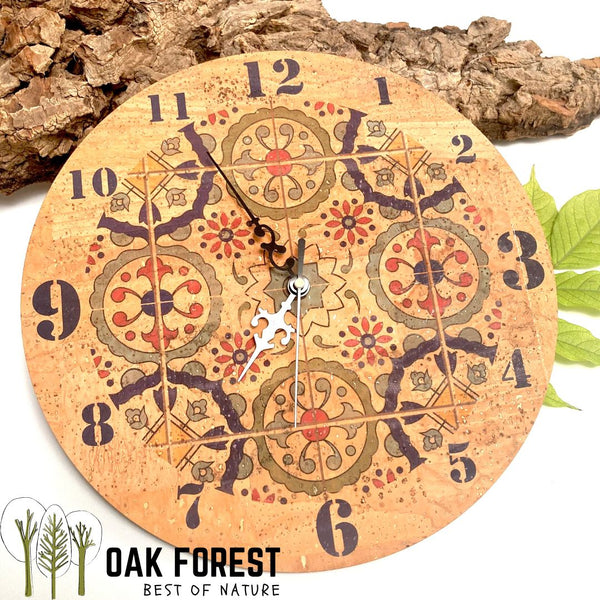 horloge murale en liège - idée cadeau portugal - idée cadeau noel - montre - montre murale - horloge mural liege - horloge murale à pile - horloge ronde artisanale - horloge en bois de liège