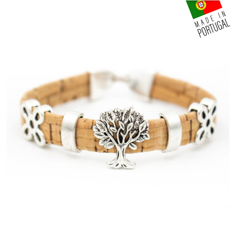 bracelet arbre de vie - bracelet liege vegan - bracelet vegan arbre de vie - bracelet cuir vegetal - bijou vegan arbre de vie - bijou fantaisie femme - bracelet femme vegan liege - bracelet liege portugal - bracelet idée cadeau - bracelet pas cher femme