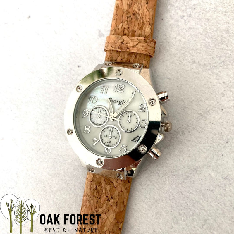 Artisanal cork watch "White Dial" - Vegan Watch