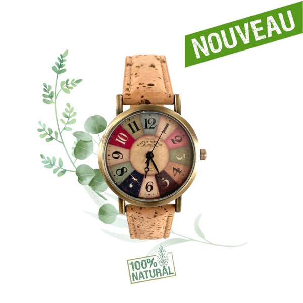 montre vegan en liege - montre liege portugal - montre cuir végétal - montre mixte - montre femme - montre homme - montre naturel pas cher - montre femme vegan en liege rose