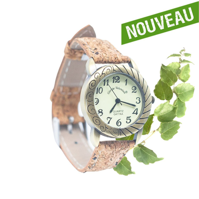 Montre en liège artisanale-Montre liège-Montre Vegan-Cuir Végétal