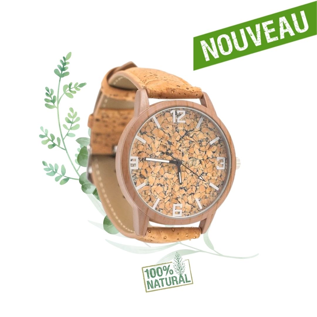 montre en liège naturel - montre liege - montre vegan - montre naturelle - montre vegan mixte - montre vegan made in france - montre liege portugal