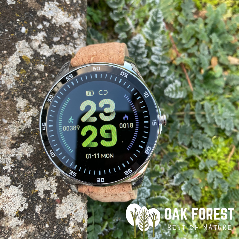 “Silver” handcrafted cork connected watch