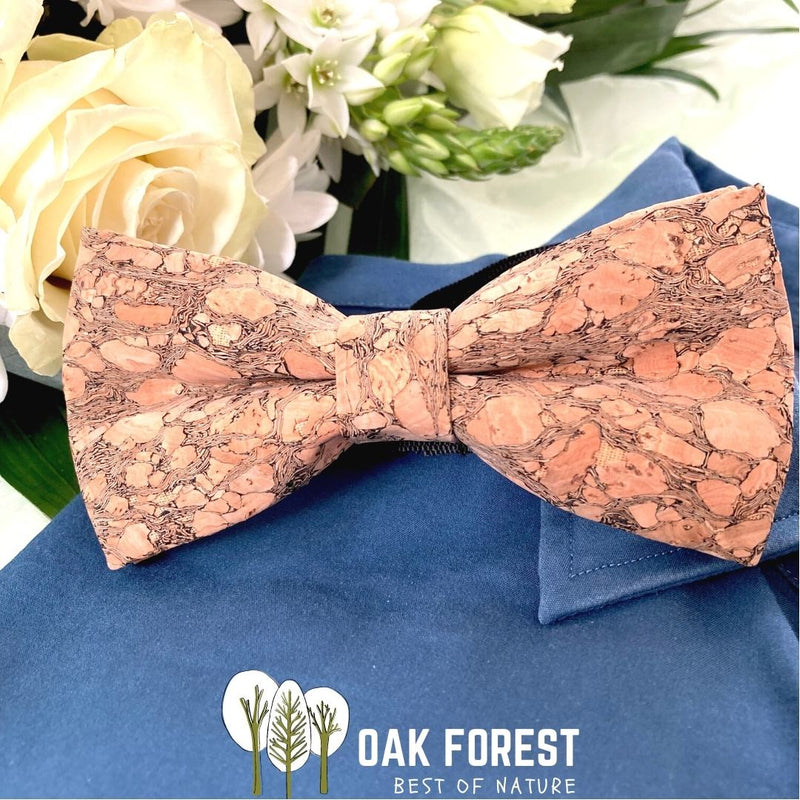 Natural speckled cork bow tie for adults or children