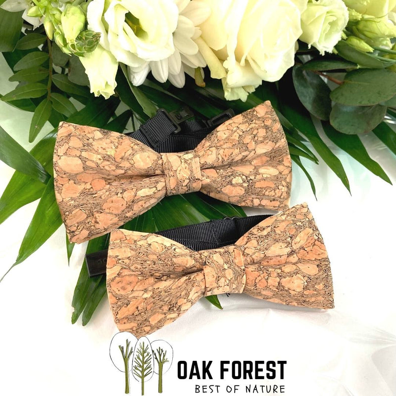 Natural speckled cork bow tie for adults or children