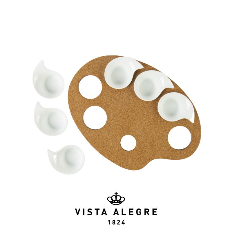 porcelaine Vista alegre - soucoupe apéritif - verrines pour apéro - plateau apéro - palette de peintre - apéro design - vaisselle design - porcelaine blanche - vaisselle apéro blanche - coupelles apéro blanche villeroy