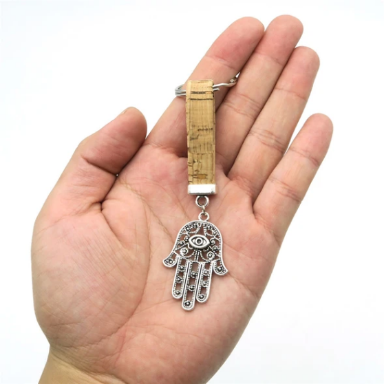 Handmade cork key ring Hand of Fatma