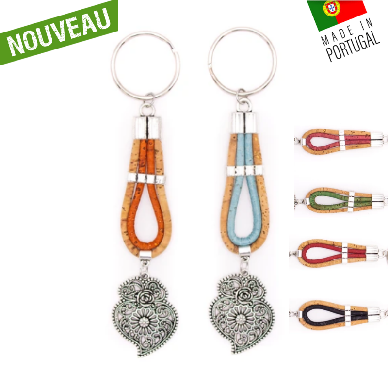 Porte-clé liège artisanal "Coeur du Sud"