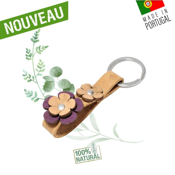 porte-clé portugal - porte-clé liege vegan - porte-clé fleurs