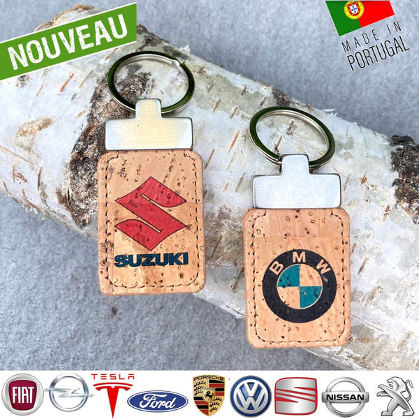 porte-clé portugal - porte-clé liege vegan - porte-clé fleurs - porte clés voiture BMW Suzuki 