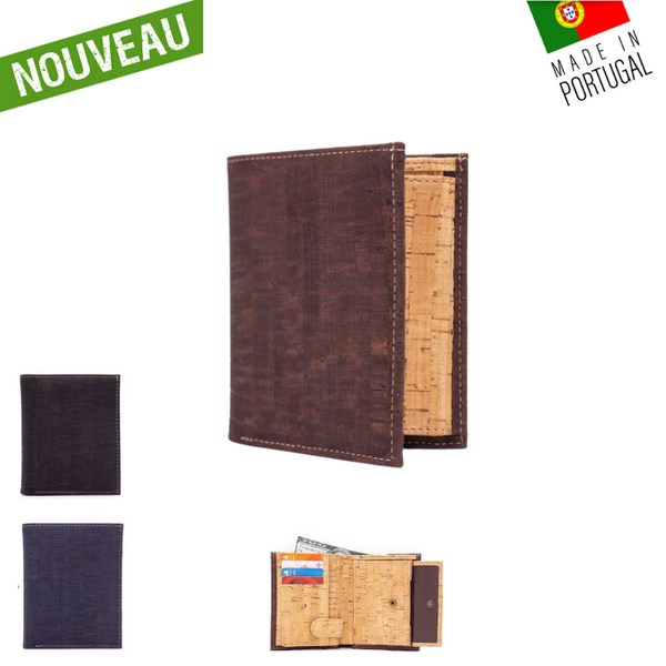 portefeuille liège - portefeuille liege - portefeuille homme - porte-monnaie liège - porte-monnaie homme - porte-monnaie Vegan - portefeuille Vegan - Portefeuille naturel - Portefeuille pratique - portefeuille cuir végétal - portefeuille tendance - portefeuille marron - portefeuille bleu - portefeuille noir