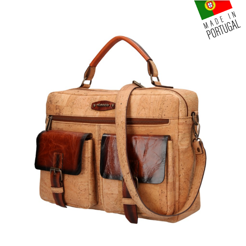 Handcrafted cork travel bag "Delgada" - Cork messenger bag