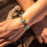 Handmade cork bracelet with 3 “antique” beads