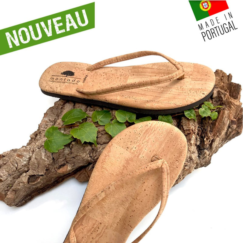 claquette vegan liege - claquettes vegan femme - claquettes vegan homme - tong vegan homme - tong vegan femme - tongs made in France - tongs made in Portugal - Tongs cuir végétal - tong en liège - tongs mixtes en liège - tong mixte - montado - chaussure montado