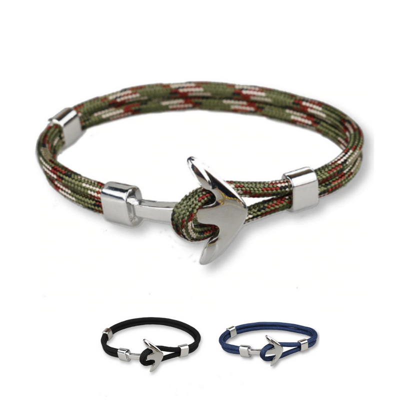 Chrome anchor bracelet - marine