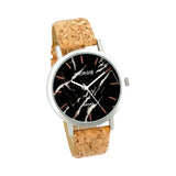 Montre en liège artisanale "marbre noir"